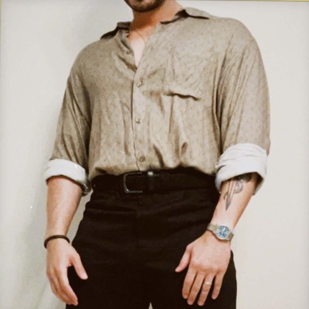 Men’s Vintage Style Pattern Long Sleeve Button Down